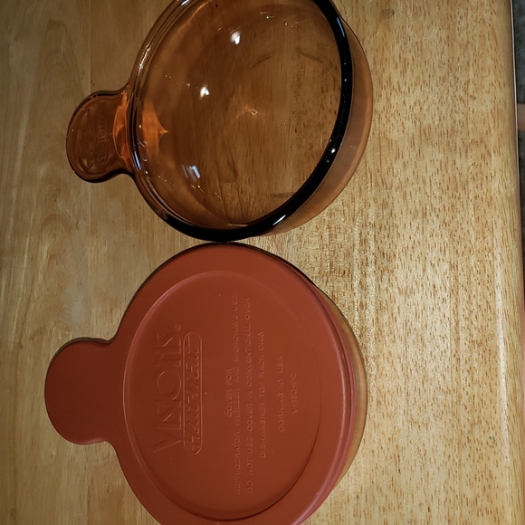 Vintage Visions 2 Heat & Eat Amber Corning Pyrex bowls 1 Lid - Picture 10 of 10